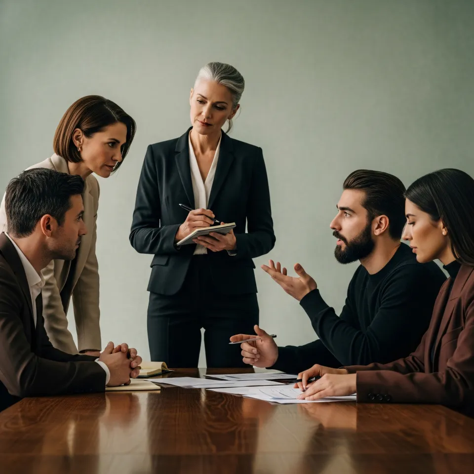 Équipe analysant projets collaboratifs